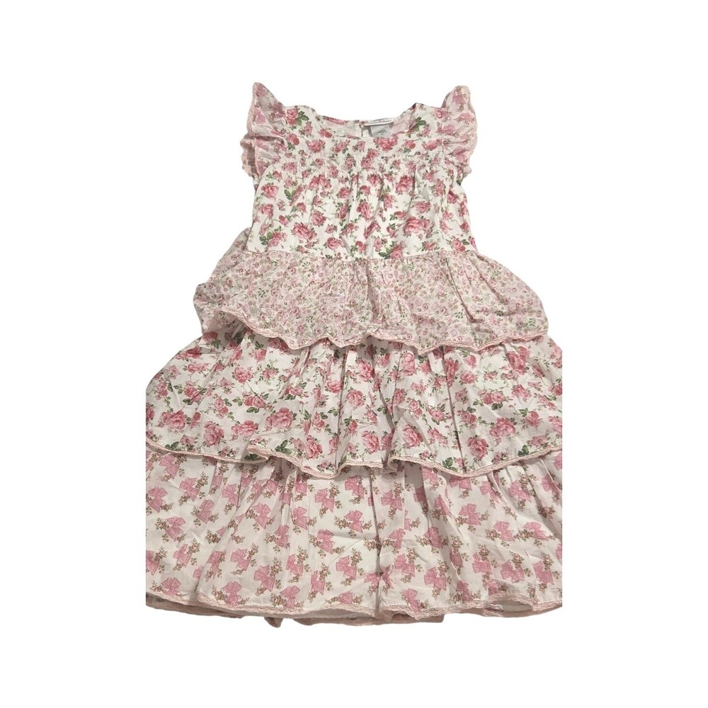American Girl x LoveShackFancy‎ Girls Pink Floral Tiered Smocked Dress Size 12